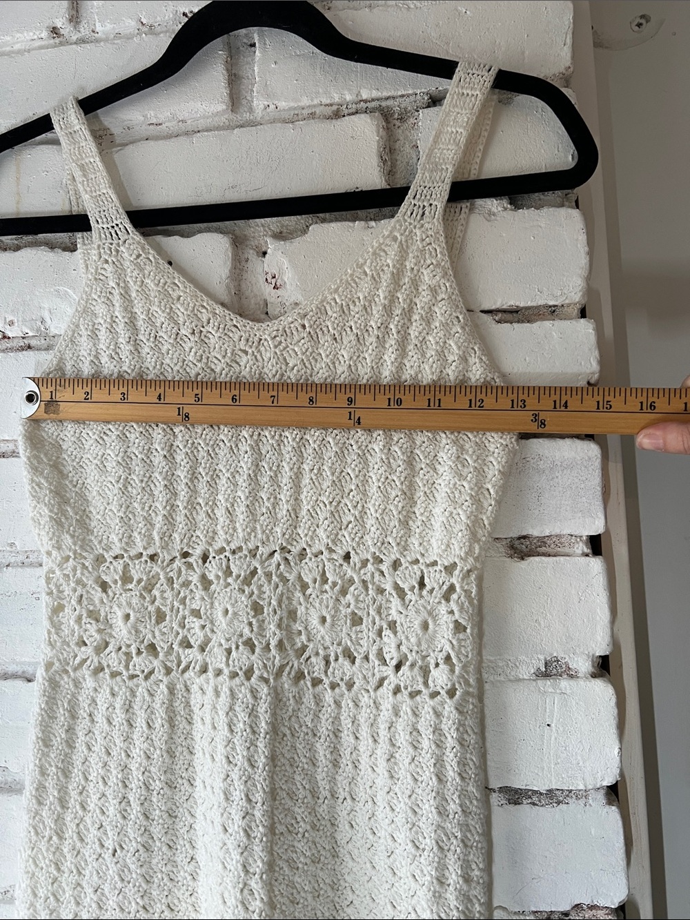 Handmade Crochet Cream Sundress tank top beach dress empire waist - Picture 3 of 4